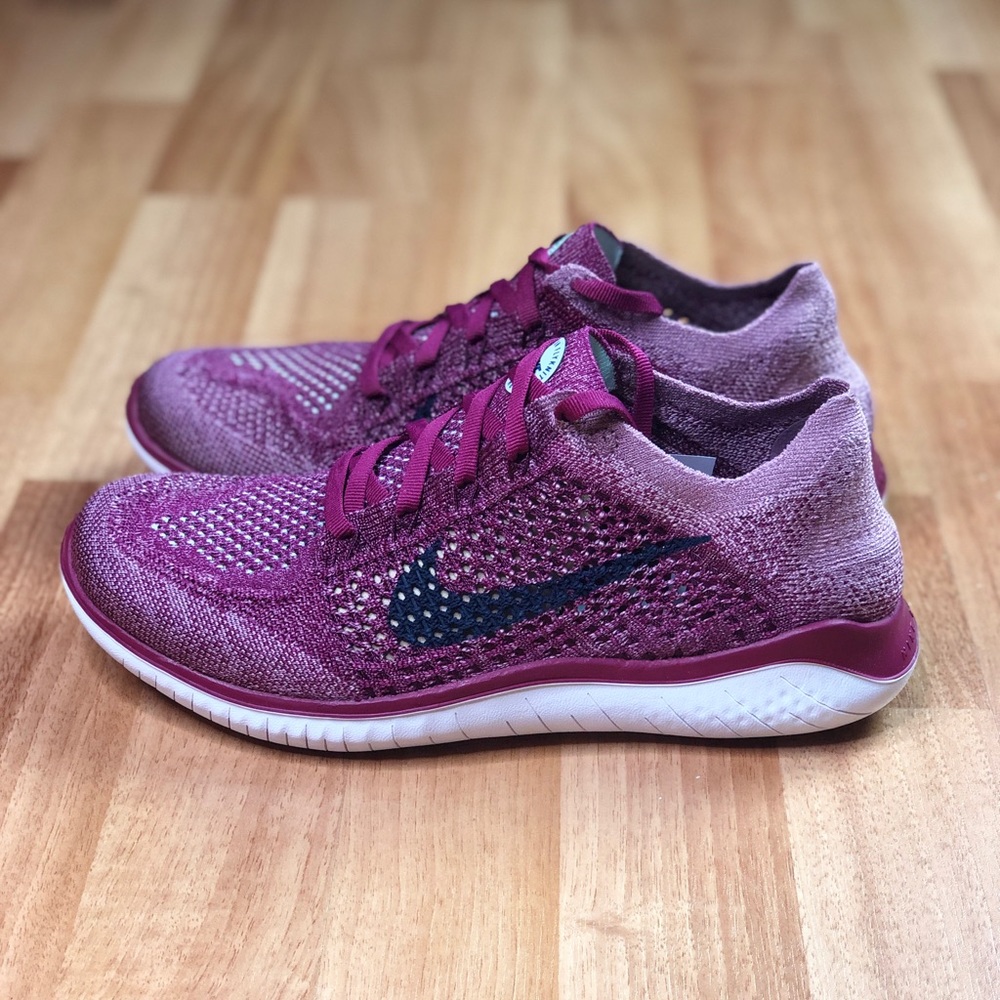 Nike Women's Maroon/Purple Knit Running Shoes with Black Swoosh - Picture 7 of 10